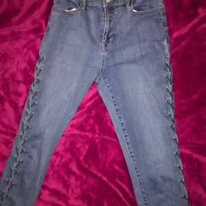 Lace up skinny jeans